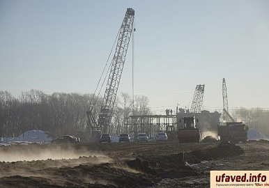 В Уфе активно идет строительство путепровода на Нагаевском шоссе